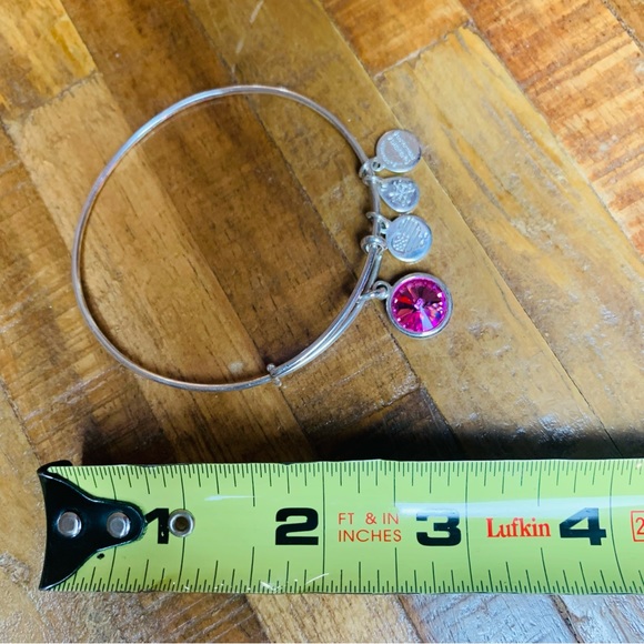 Alex and Ani October Rose Crystal Birthstone Charm Bracelet in Adjustable Silver - Picture 4 of 10